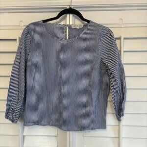 Pink Rose Blue and White Stripe 3/4 Sleeve‎ Top Size Medium